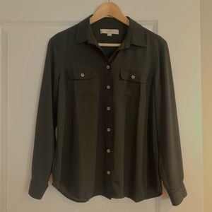 Loft Petite Balck Pocket Shirt roll-up-able sleeve